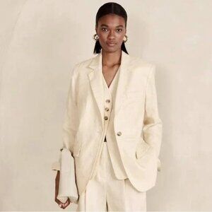 NWT BANANA REPUBLIC Core Lina Relaxed Linen Blazer Savanna Breeze Size 2